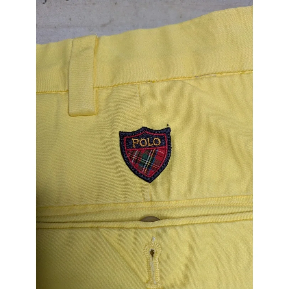 Vintage Polo Golf Ralph‎ Lauren Fairway Shorts Men 36 Yellow Chino Pleated Front